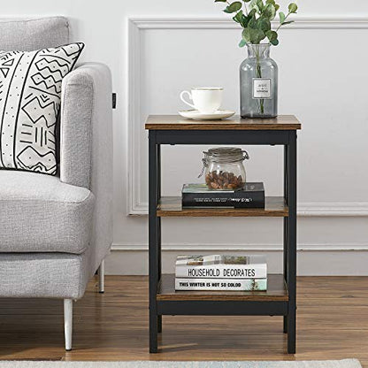 End Side Table Night Stand Set Of 2,X-Design with Storage Shelf for Bedroom,Living Room,Brown