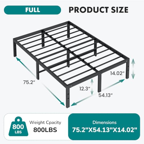 Full Size Metal Platform Bed Frame with Storage Space, view 3