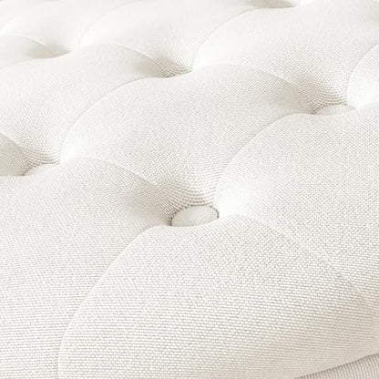 30 Inch Round Storage Ottoman,Modern Tufted Ottomans,Circular Coffee Table with Removable Top,Upholstered Large Ottoman with Storage Footrest Stool for Bedroom Living Room (White)