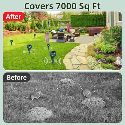 Mole Repellent Solar Powered, 4 Pack Snake & Skunk Repellent for Yard, view 7