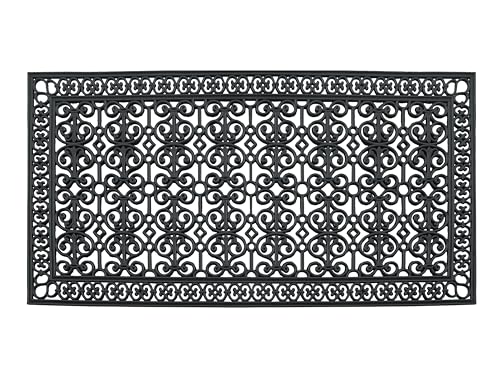 34-LB Heavy Duty Rubber Doormat 36"×72" - Won't Blow Away | Outside Front Door Mat, Mud Dirt Scraper, Non-Slip Drainage Mat for Entryway Patio Garage, All-Weather, 100% Rubber Mats