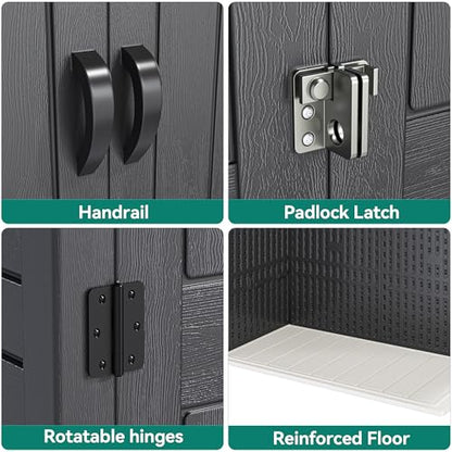 59 cuft Vertical Outdoor Storage Shed w/o Shelf, 5.6 x 2.3 ft Lockable Resin Waterproof Tall Storage Cabinet, Suitable for Patio Furniture, Pool Accessories, and Garden Tools, Dark Gray