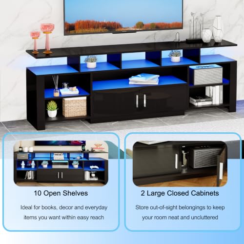 75 Inch LED TV Stand for Living Room, Modern Entertainment Center, view 6