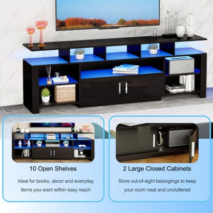 75 Inch LED TV Stand for Living Room, Modern Entertainment Center, view 6