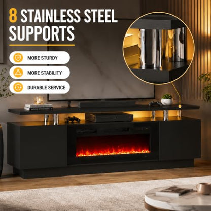 60" Fireplace TV Stand,Modern Entertainment Center Heating Fireplace, view 7