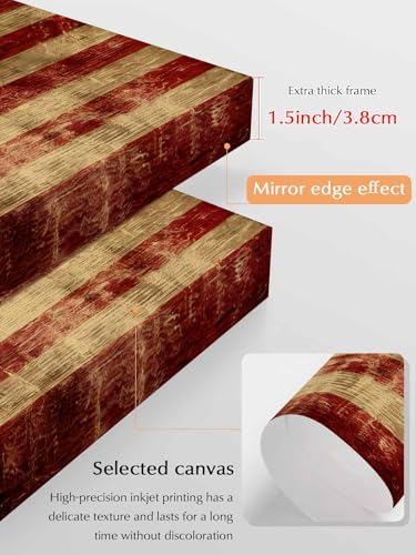 NuYeBiofx Independence Day USA Flag Canvas Wall Art Prints,30"x20" Framed Picture Artwork Vintage American Stars and Stripes Printed Canvas Oil Painting for Living Room Bedroom Office,Ready to Hang