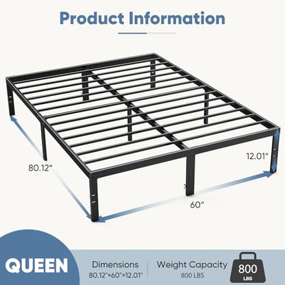 Queen Bed Frames, 12 Inch Height Metal Platform Bed Frame, view 3