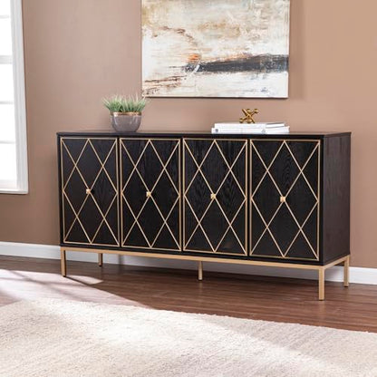 Marradi Sideboard Cabinet with Storage - Transitional Design, Black Iron and Wood - Ideal for Entryway, Living Room (DN1111930)