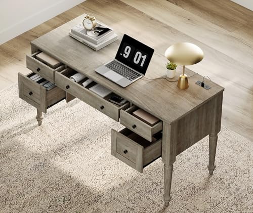 Farmhouse Executive Desk with Drawers, view 6