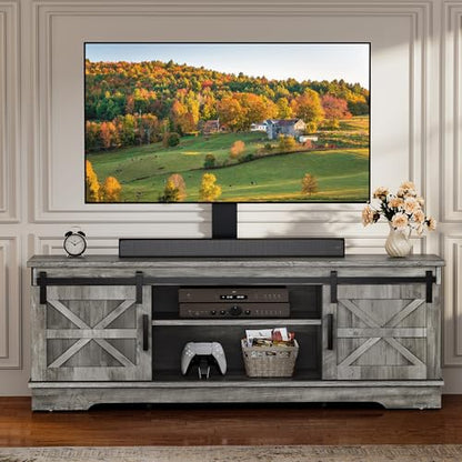 Farmhouse TV Stand for Living Room with Mount, Grey, view 7