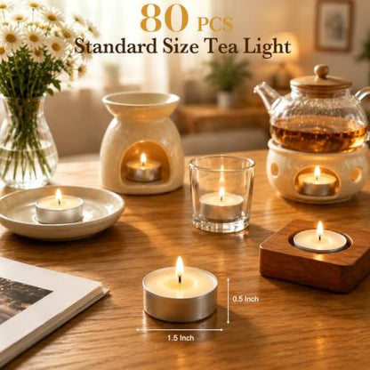 Tea Lights Candles 80 Pack, 4 Hour Palm Wax Tealights, view 6