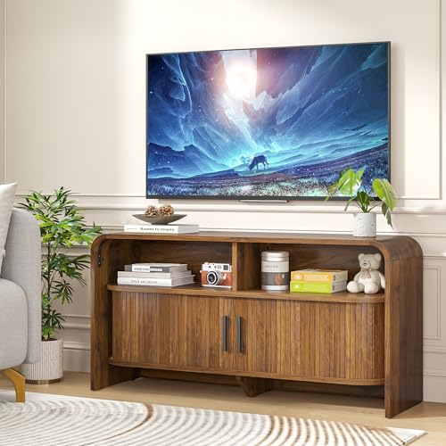 Small TV Stand for Bedroom, Low Fluted TV Console for 40 43 Inch, view 4