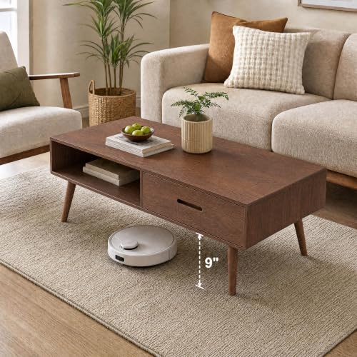 Fully-Assembled 100% Oak Wood Coffee Table with Storage for Living Room, view 7