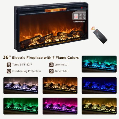 70" Fireplace TV Stand for 80" TV, 36" Electric Fireplace, Light Oak, view 6