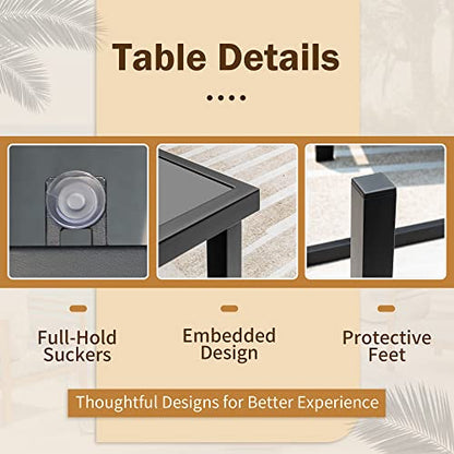 4 Pieces Outdoor Patio Furniture Textilene Modern Conversation Black Bistro Set with Loveseat Tea Table for Home, Lawn and Balcony