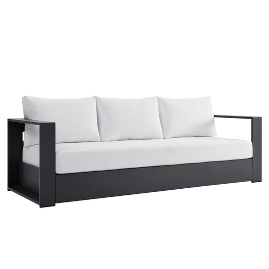 Tahoe Aluminum Outdoor Patio Sofa in Gray White