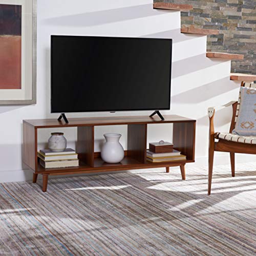 SAFAVIEH Cricket TV Stand for up to 55" Flatscreen – Natural Acacia, Open Shelf Design, Entertainment Media Console (MED5002A)
