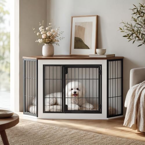 Corner Dog Crate Furniture, Decorative Dog Kennel End Table, view 7