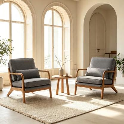 Mid-Century Modern Accent Reading Chair, Grey, view 7