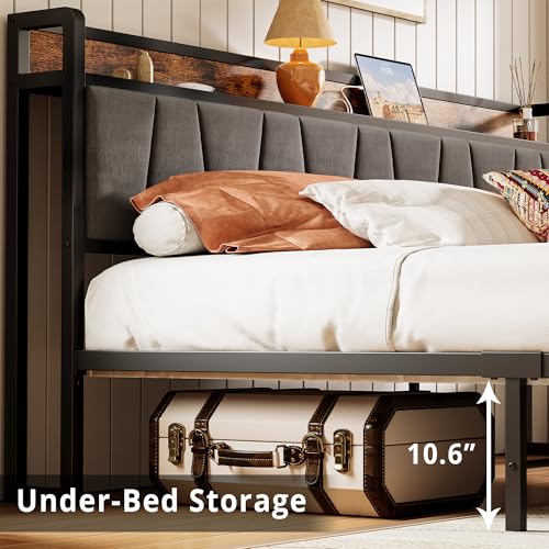 California King Size Bed Frame with 2 Drawers and Charging Station, view 7