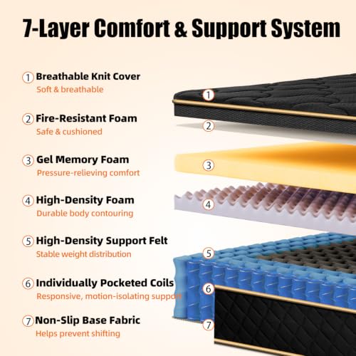 Twin Mattress 10 Inch Twin Size Mattresses in a Box Memory Foam Hybrid Twin, view 4
