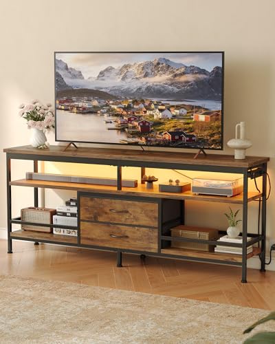 63 Inch TV Stand, LED Entertainment Center for 55 to 75 Inch TVs, view 2