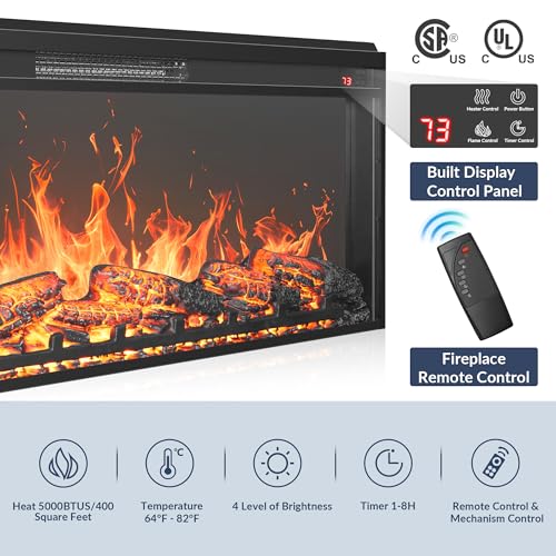 74" Apex Extra Large TV Stand with 48" Electric Fireplace - Camel, view 5