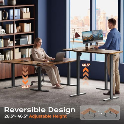 63 x 55 Inch L Shaped Standing Desk with Power Outlets, view 5