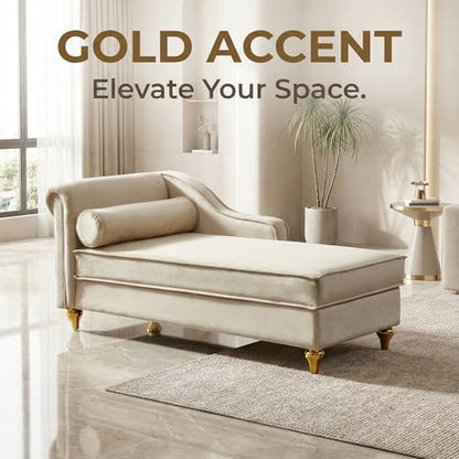 60.6''Velvet Chaise Lounge Indoor, view 7