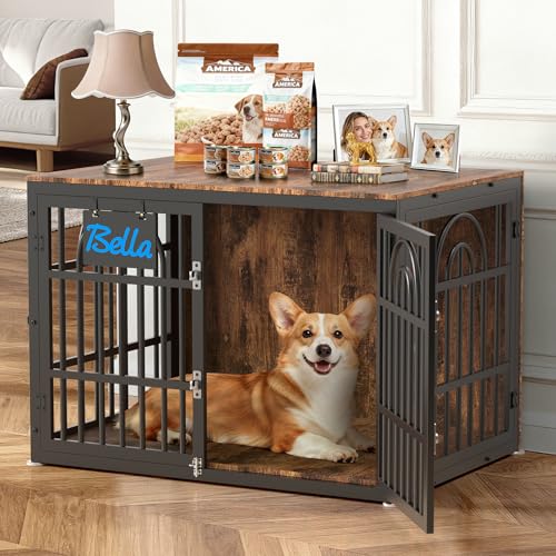 39 Inch Antique Walnut Dog Crate Furniture, view 2