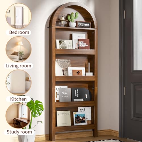 Behind The Door Bookshelf, Arched Narrow Bookshelf, Walnut, view 8