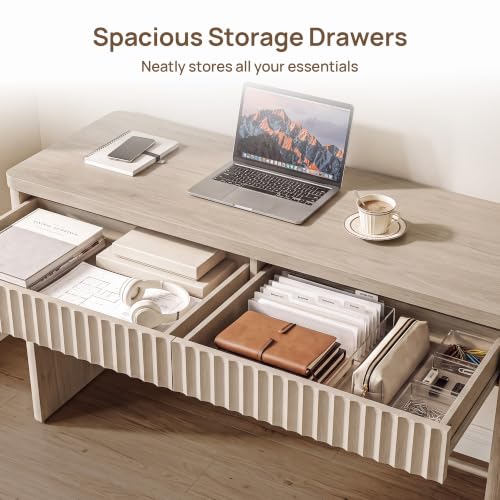 Office Computer Desk with 2 Drawers Modern Executive Writing Desk 48.8" Large, view 5