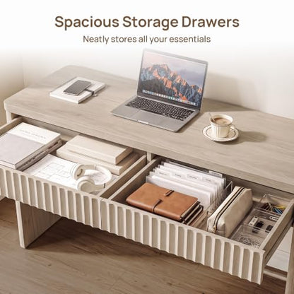 Office Computer Desk with 2 Drawers Modern Executive Writing Desk 48.8" Large, view 5