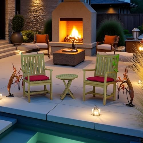 Bahama Wilshire 3-Piece Outdoor Teak Bistro Set Premium Patio Garden Balcony Dining Table with Two Armchairs Weather Resistant Furniture for Elegant Alfresco Living and Relaxation