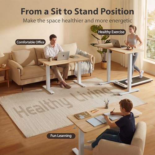 Standing Desk, 48x24 Inches Sit Stand Home Office Desk, Electric Stand up Desk, view 3