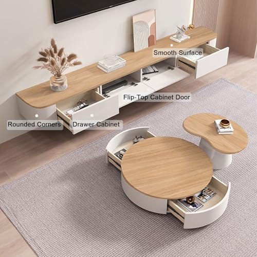 Fully Assembled 55.1" Floating TV Stand, Rounded Corners Wall Mounted Shelf, view 5