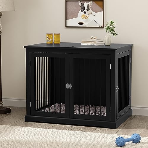 Dog Crate Furniture, Wooden Dog Kennel with Cushion, Dog Crate End Table Large, view 2