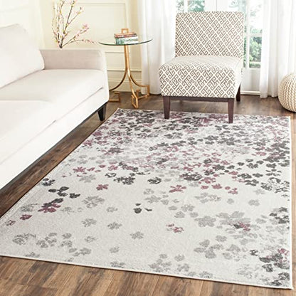 SAFAVIEH Adirondack Collection Area Rug - 9' x 12', Light Grey & Purple, Floral Design, Non-Shedding & Easy Care, Ideal for High Traffic Areas in Living Room, Bedroom (ADR115M)