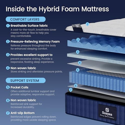 Full Size Mattress, Luxury 8 inch Hybrid Memory Foam Full Mattress in a Box, view 5