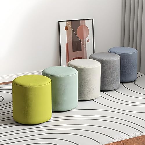 Home Pouf Ottoman, Contemporary Footstool Ottoman Fabric Upholstered Foot Rest Foot Stool Poufs for Bedroom Living Room Home Furniture, 11" L x 11" W x 14" H (Light Gray, 2 Piece Set)