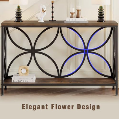 Narrow Sofa Table 47.2 Inch, Industrial Sofa Table Behind Couch, Vintage Entry Console Table with Storage for Entryway, Living Room, Foyer, Elegant Design (Rustic Brown, 47.2)