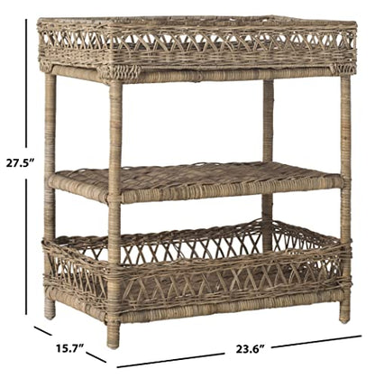 SAFAVIEH Home Collection Ajani Natural Wicker 3 Tier Accent Table