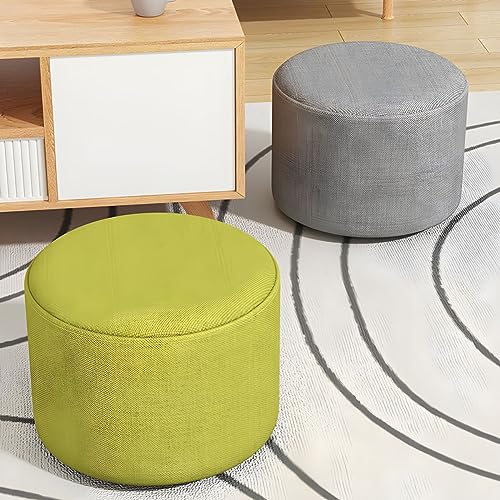 Home Pouf Ottoman, Contemporary Footstool Ottoman Fabric Upholstered Foot Rest Foot Stool Poufs for Bedroom Living Room Home Furniture, 11" L x 11" W x 14" H (Light Gray, 2 Piece Set)