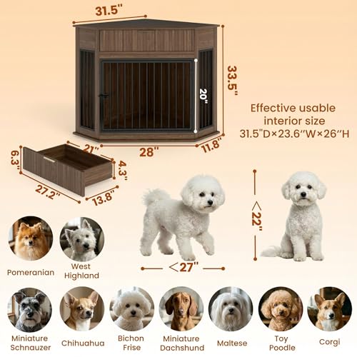 Corner Dog Crate Furniture for Small Medium Dogs, view 3