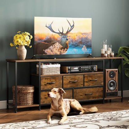 TV Stand for TVs Up to 75 Inch, Rustic Brown, view 6