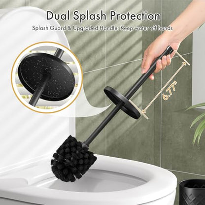 Toilet Bowl Brush and Holder Set 2 Pack with 4 Extra Brush Heads (Black), view 5