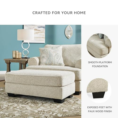 Signature Design by Ashley Monaghan 44" Rectangular Ottoman, No Assembly Required, Upholstered Chenille Fabric Footrest, Casual Living Room Coffee Table Accent, Sandstone Beige