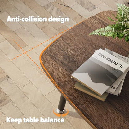 Folding Coffee Table for Small Spaces, No Assembly Farmhouse Portable Living Room Table, Walnut 39.3x19.6x17.7 Inch