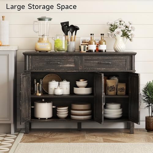 48 Inch Buffet Cabinet with Storage, Rustic Brown, view 5