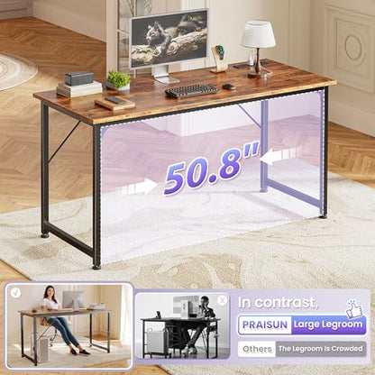 55 X 20 Inch Computer Desk, Power Outlets, USB-C, Rustic Brown, view 7